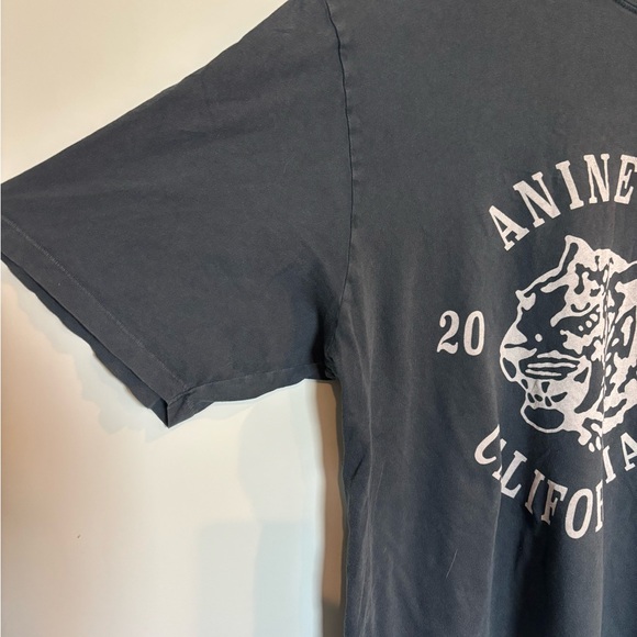 Anine Bing Charcoal Tee with White Graphic - Picture 3 of 6